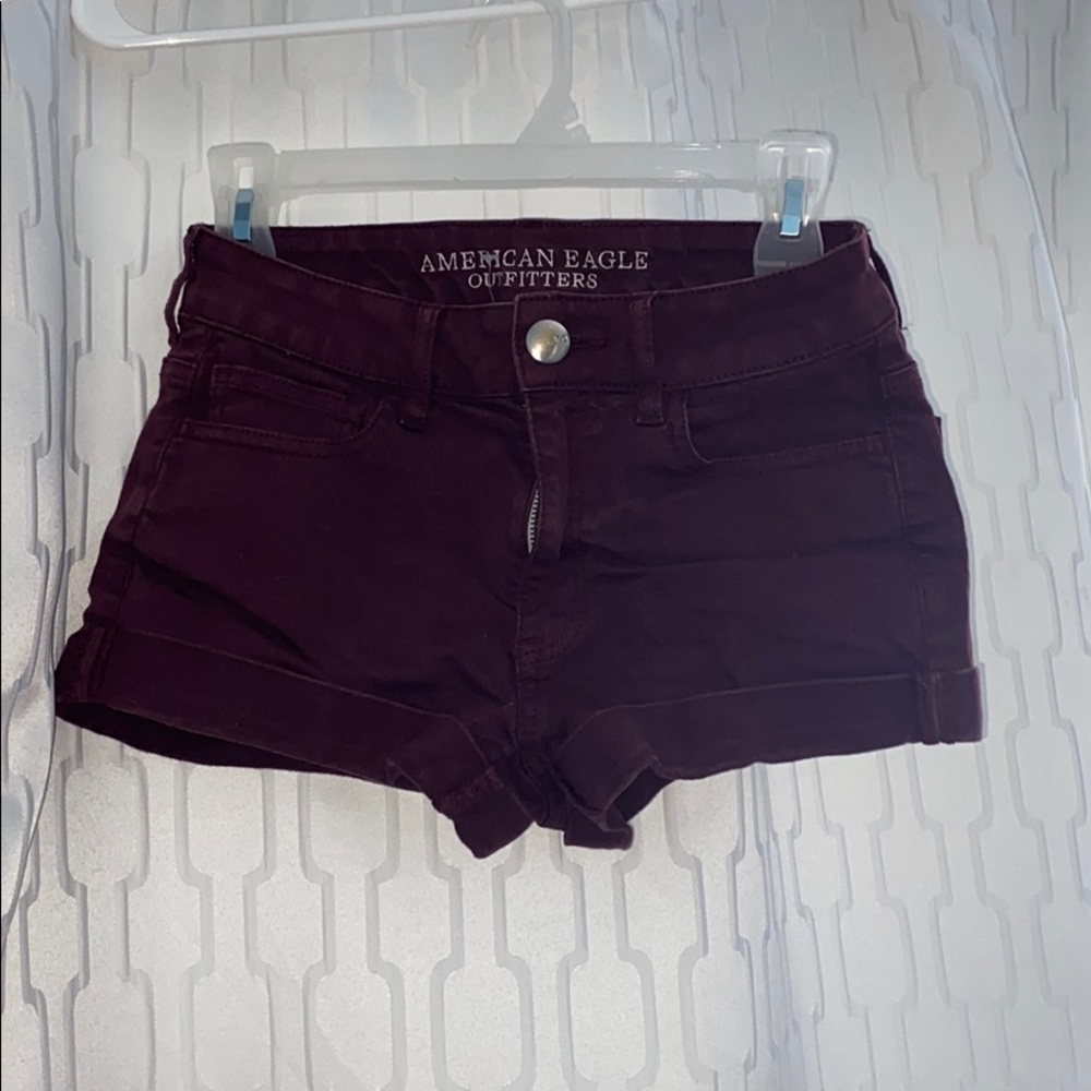 American Eagle Burgundy Jean Shorts